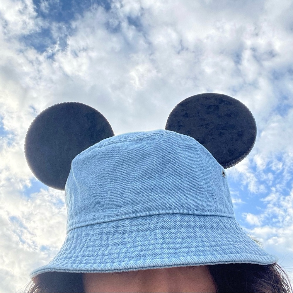 Mickey mouse ears denim bucket hat